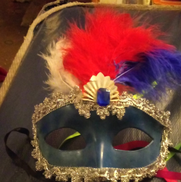 pink blue mardi gras mask